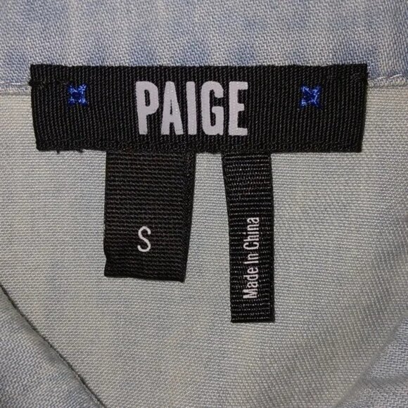 PAIGE Layda Blue Chambray Denim Ruffle Western Button Down Top - Picture 8 of 8